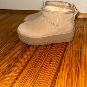 UGG Beige Platform Winter Boots
